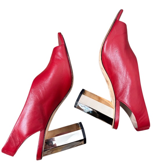 Donald J.Pliner Ella Red Leather Women's Slingback High Heels.Red Leather Shoes - Picture 2 of 16